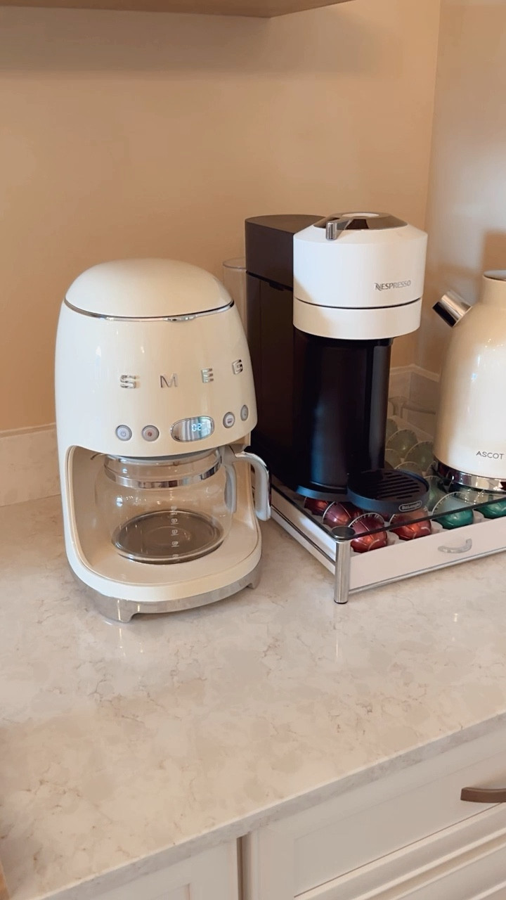 Coffee bar organization @AmazonHome ☕️ Coffee Appliances, Christmas gift ideas for home, home organization, Amazon home finds, Smeg coffee maker, Nespresso coffee machine, coffee pods organizer, kitchen drawer organizer, kitchen organization, kitchen gifts for her, gifts for mom, gift ideas for her 

#LTKhome #LTKxPrime #LTKGiftGuide