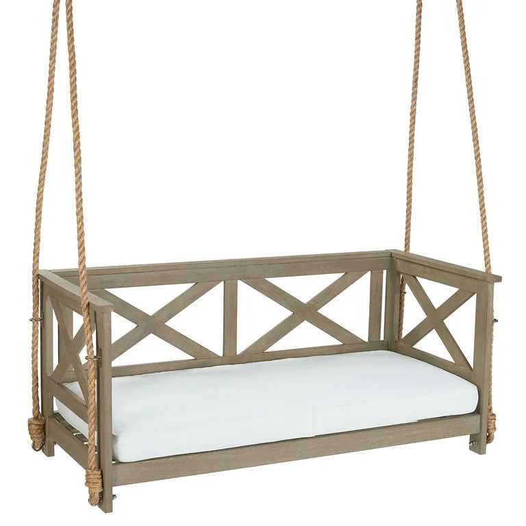 Mainstays Ella Rose 2-Person Cushioned Bench Porch Swing, Gray | Walmart (US)