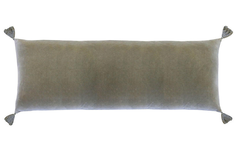 Bianca 14x40 Lumbar Pillow, Sage Velvet | One Kings Lane