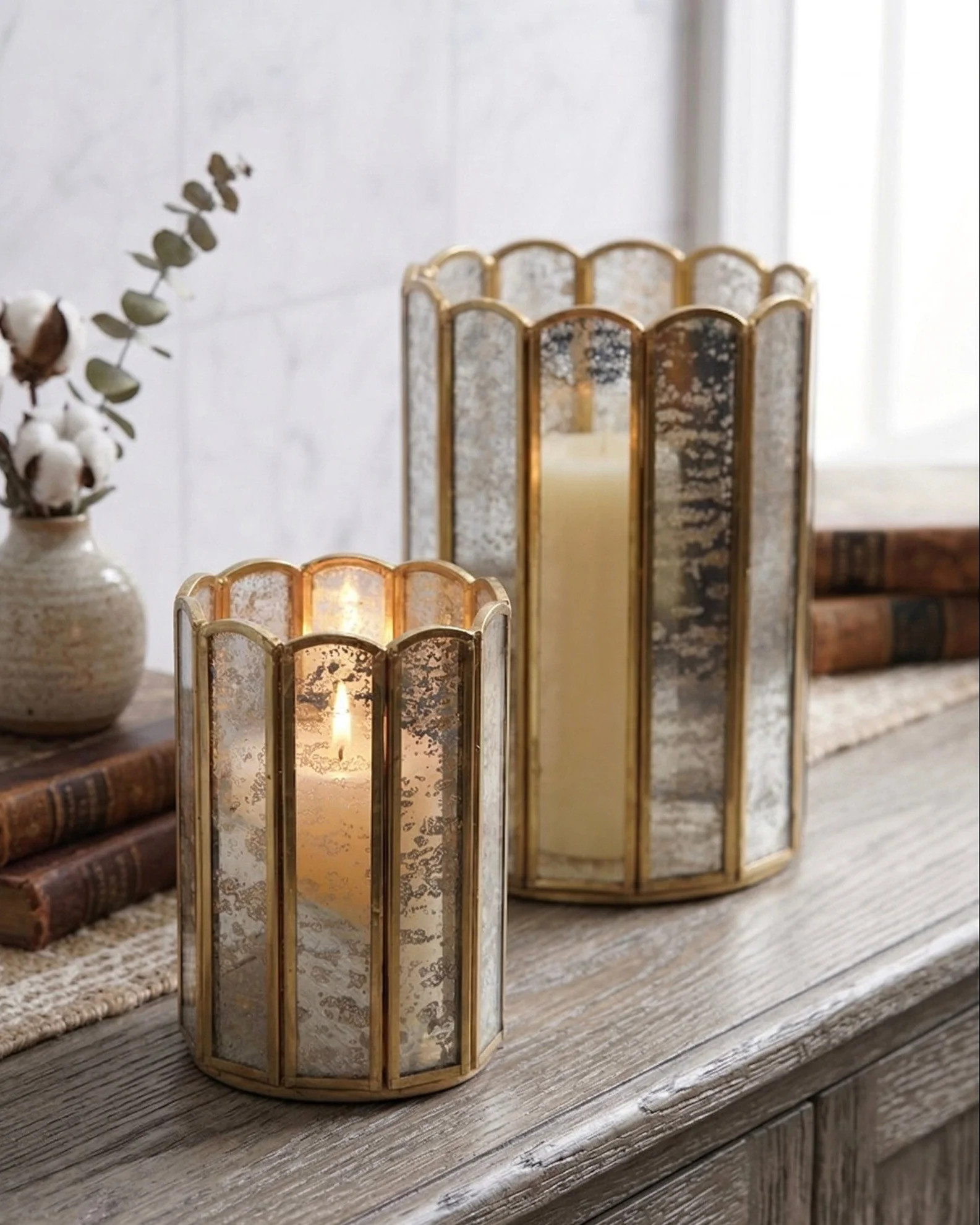 Brass and Glass Candle Holder | MJHome