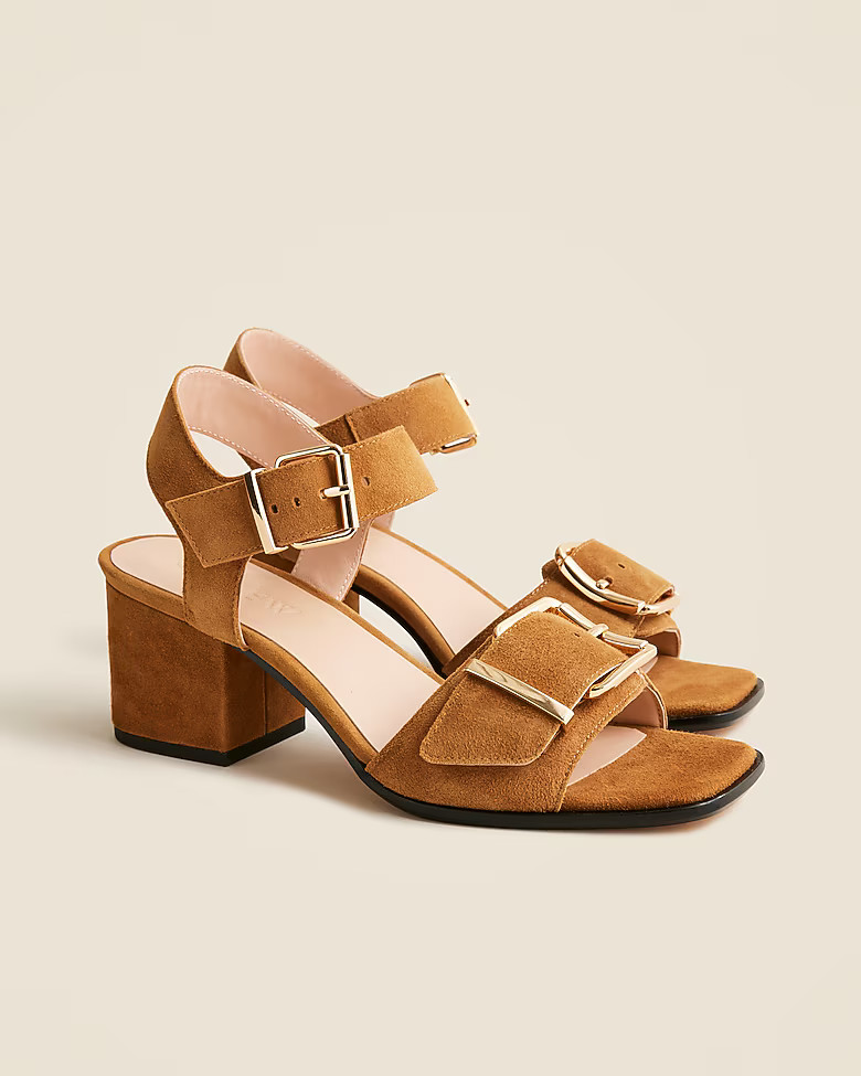 Dylan buckle block-heel sandals in suede | J. Crew US
