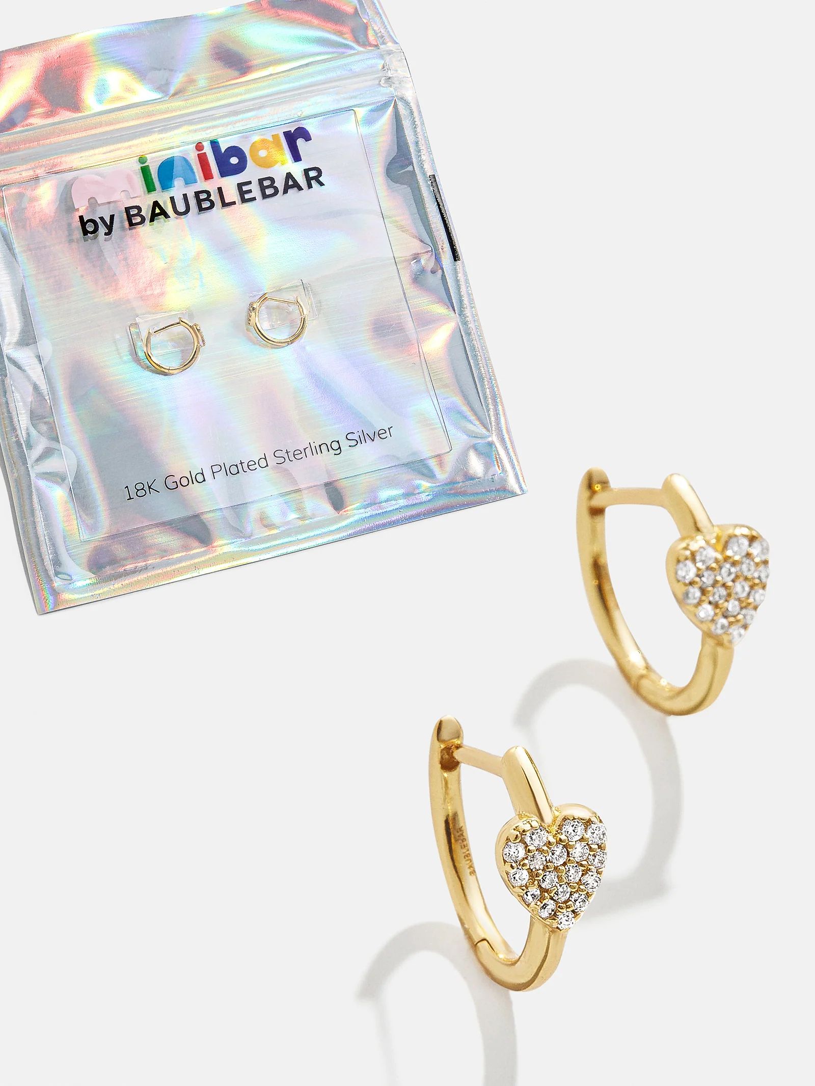 Little Hearts Big Feelings 18K Gold Kids' Hoop Earrings - Clear/Gold | BaubleBar (US)