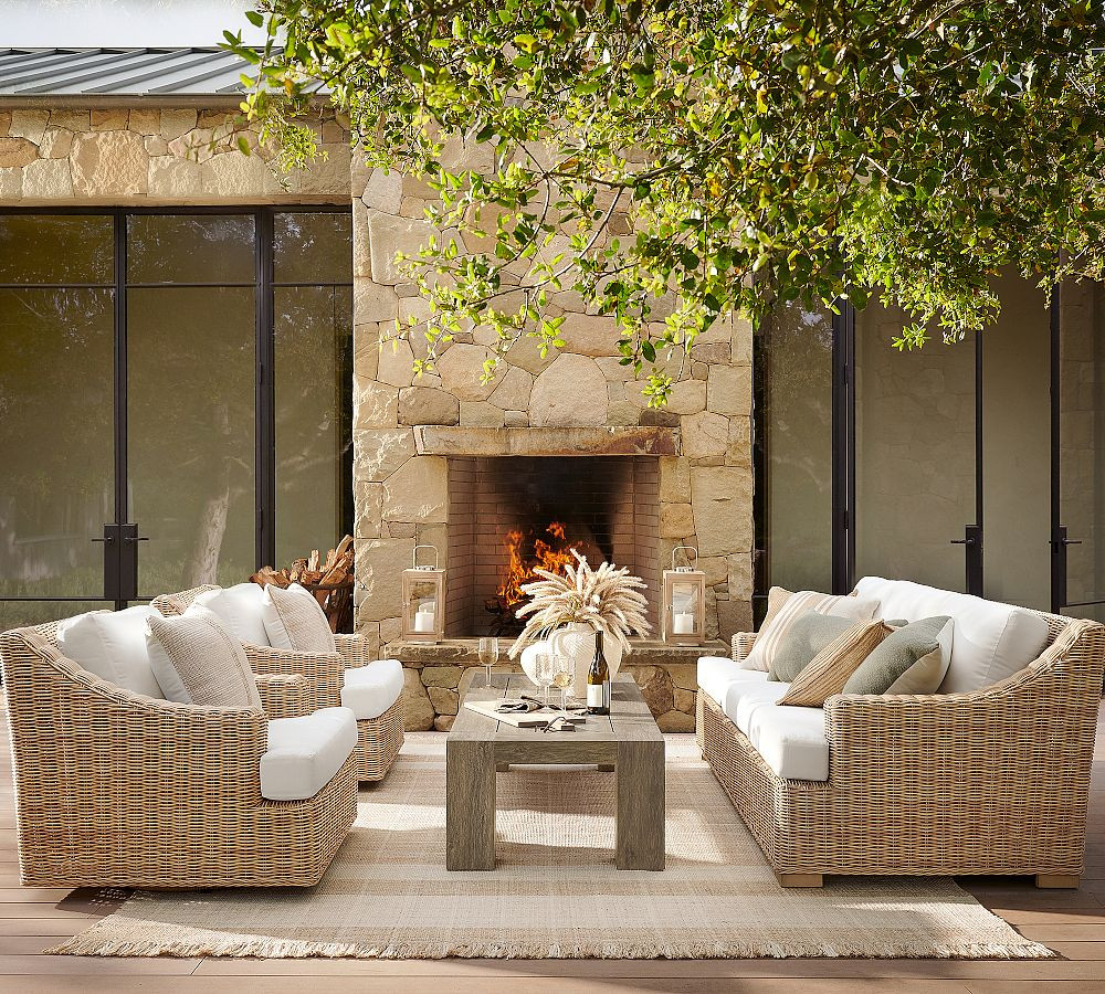 Huntington Wicker Slope Arm Outdoor Sofa (84") | Pottery Barn (US)