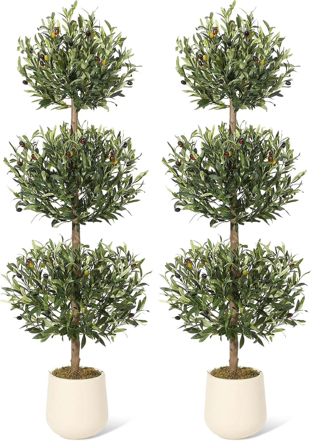 Garvee 5 ft Artificial Olive Tree Triple Ball Topiary Faux Plant with Moss Pot Outdoor Indoor Realistic Fake Shrubs Trees Round Bushes Fake Shrubs | Lowe's