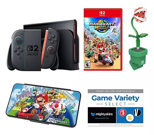 Nintendo Switch 2 with Mario Cart World Bundle and Voucher - QVC.com | QVC