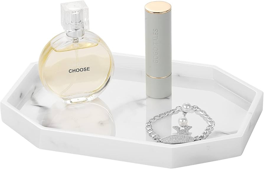 Shinowa 8" Small Octagon Bathroom Vanity Tray, Resin Decorative Perfume Tray Jewelry Ring Dish Tr... | Amazon (US)
