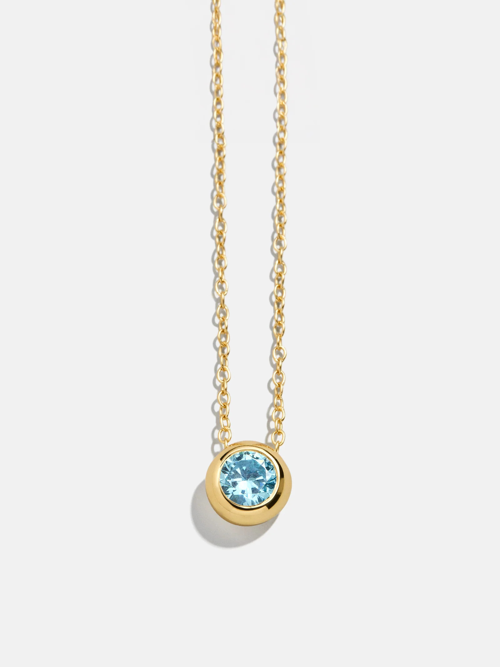 18K Gold Birthstone Pendant Necklace - Aquamarine | BaubleBar