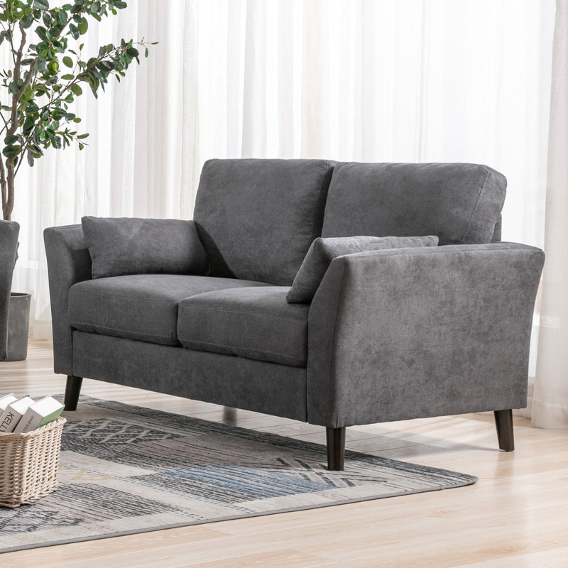 Damian Gray Velvet Fabric Loveseat | 1stopbedrooms