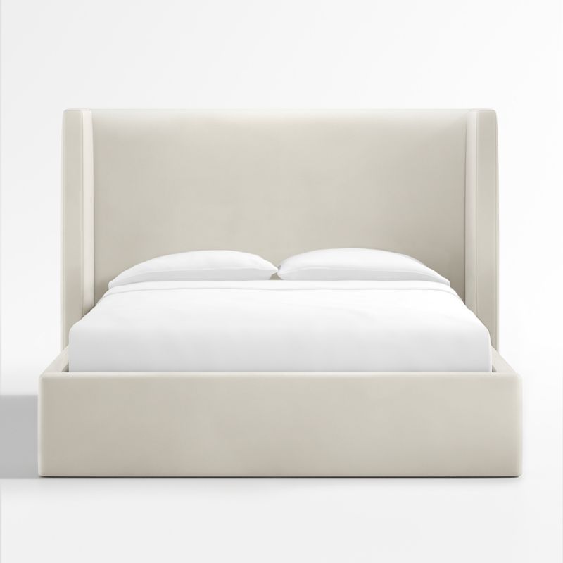 Arden Velvet Beige Upholstered Queen Bed with 52" Headboard | Crate & Barrel | Crate & Barrel