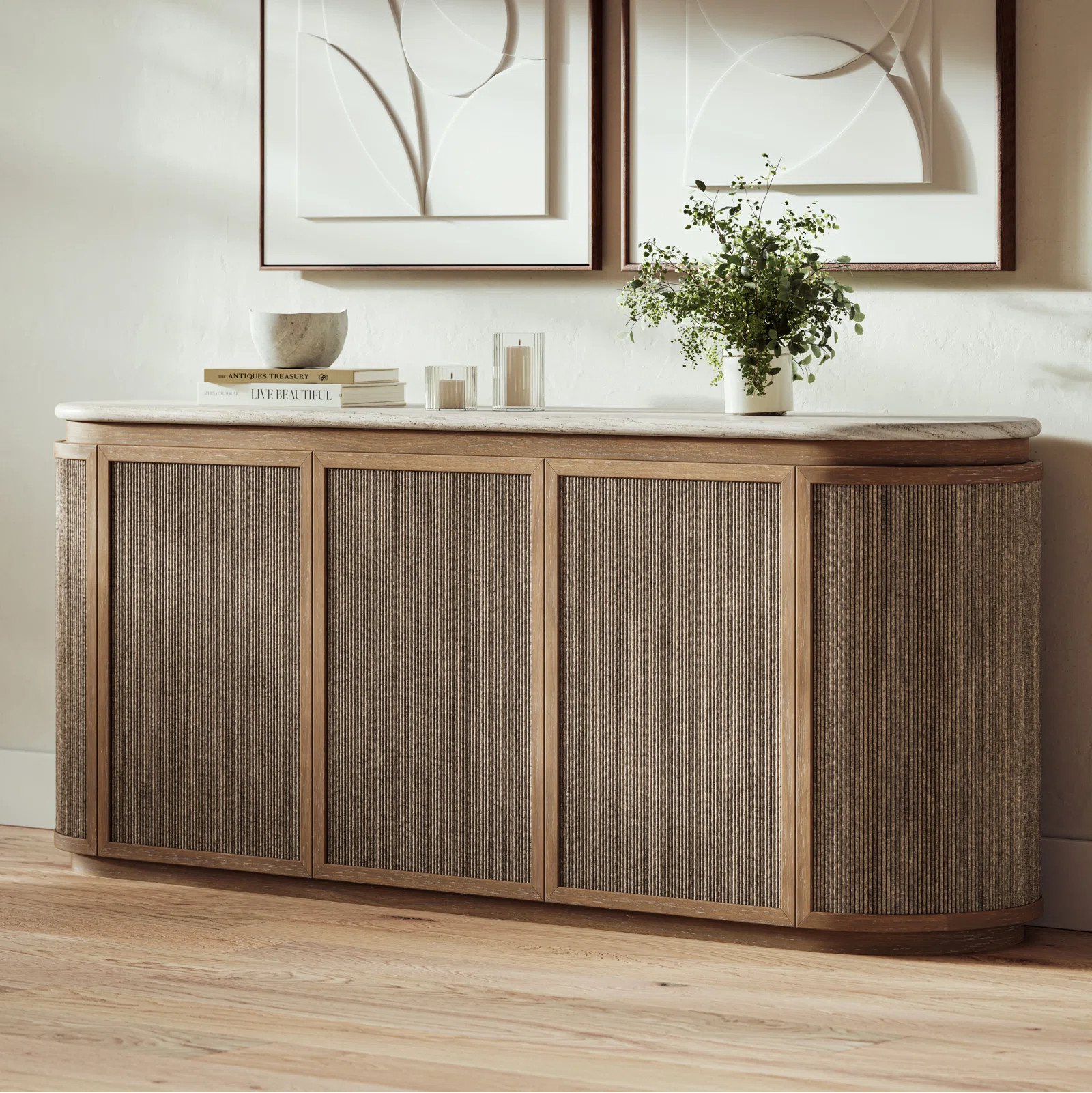 Molewski 5-Door Stone and Rope Server, Toffee | Wayfair North America