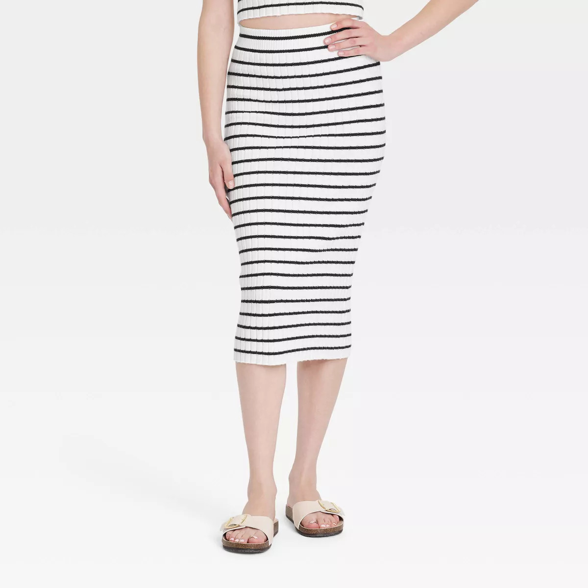 Women's Midi Sweater Skirt - Universal Thread™ Black Striped | Target