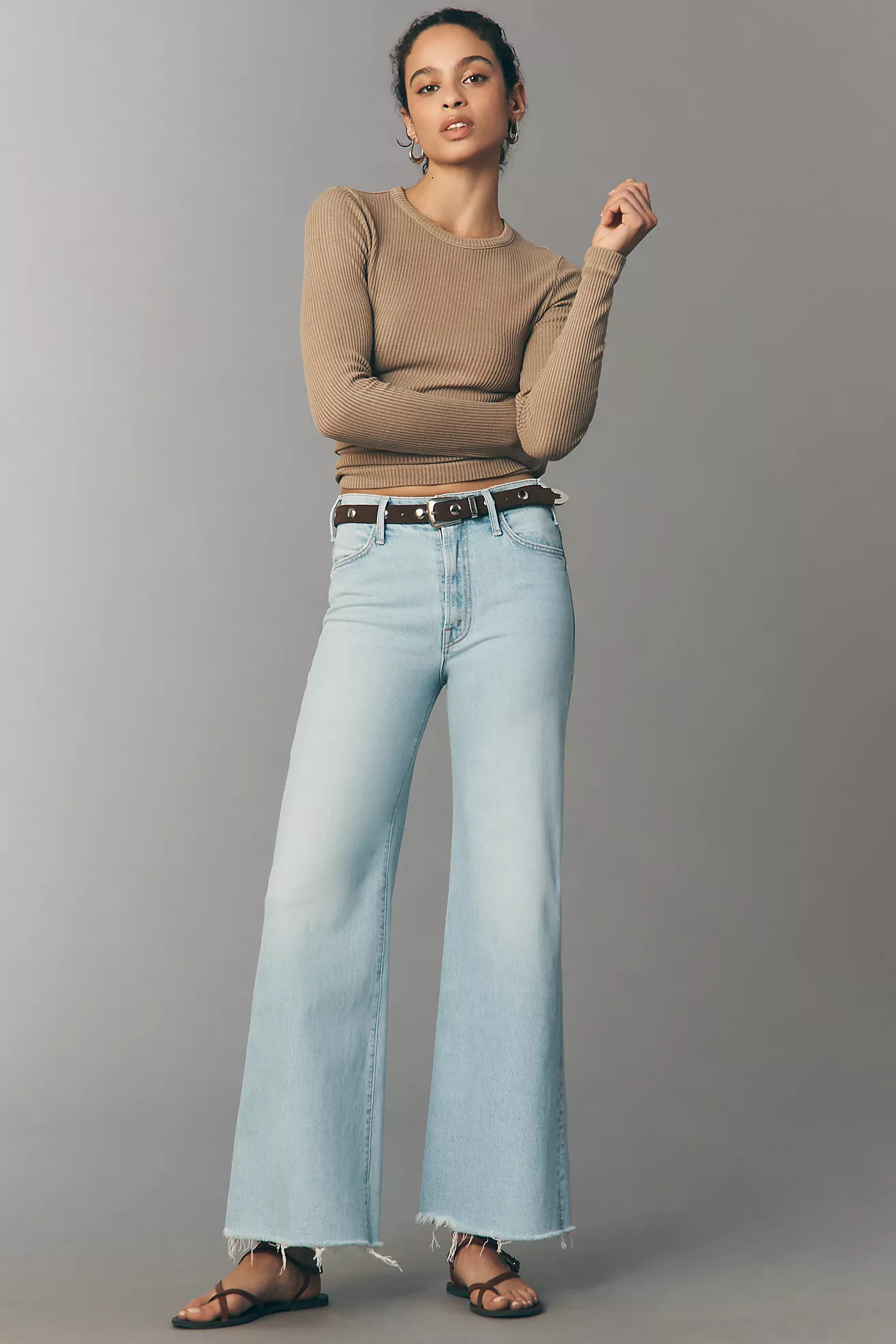 MOTHER Hustler Roller Skimp High-Rise Wide-Leg Jeans | Anthropologie (US)
