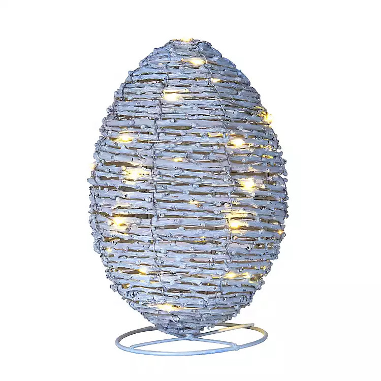 New! LED Blue Woven Rattan Egg, 10 in. | Kirklands