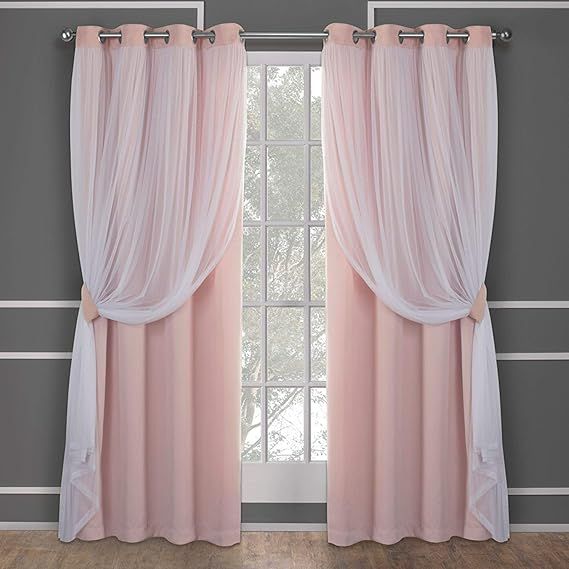 Exclusive Home Curtains Catarina Layered Solid Blackout and Sheer Window Curtain Panel Pair with ... | Amazon (US)