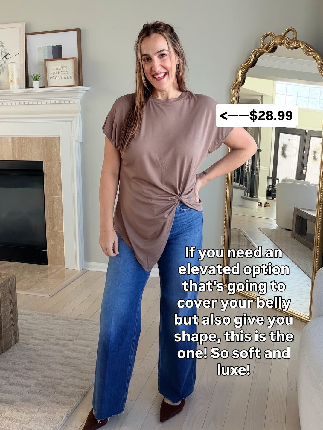 Wearing a size Medium in the top.  

 #LTKootd #LTKOver40 #LTKMidsize