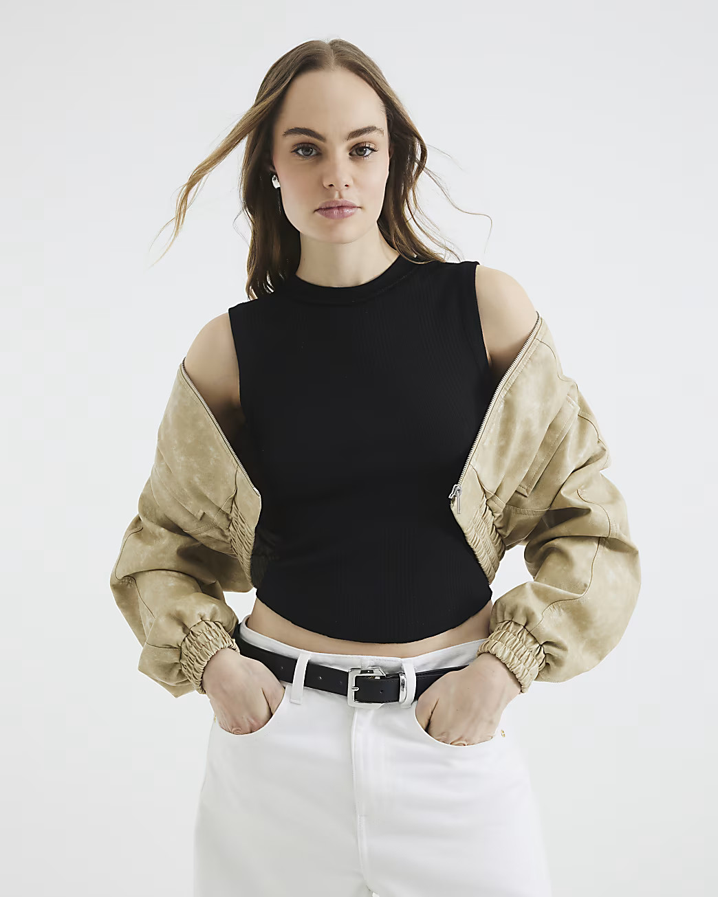 Black Sleeveless Ribbed Tank Top | River Island UK & IE