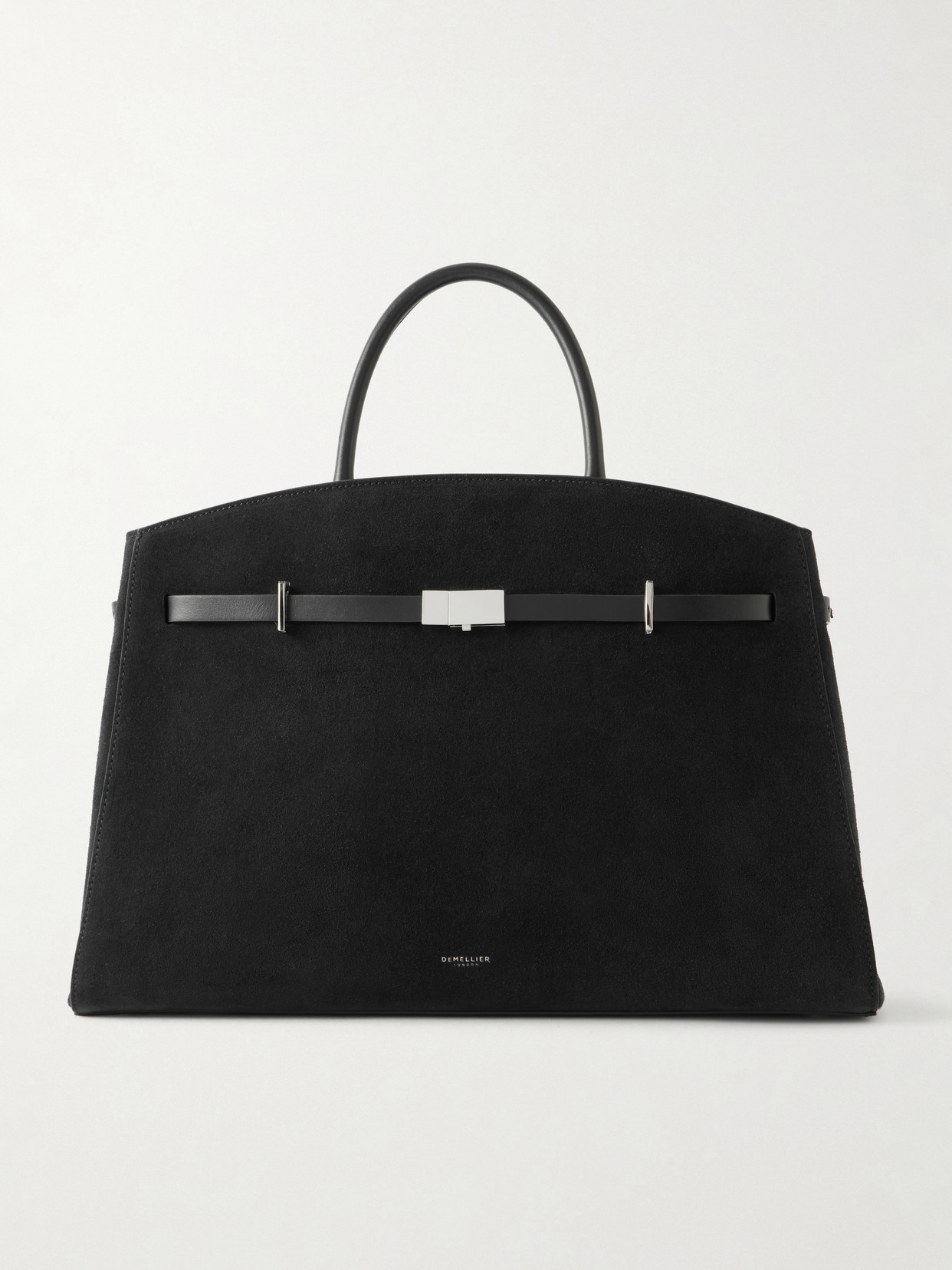 DeMellier - The Hudson Leather-trimmed Suede Tote - Black | NET-A-PORTER (UK & EU)