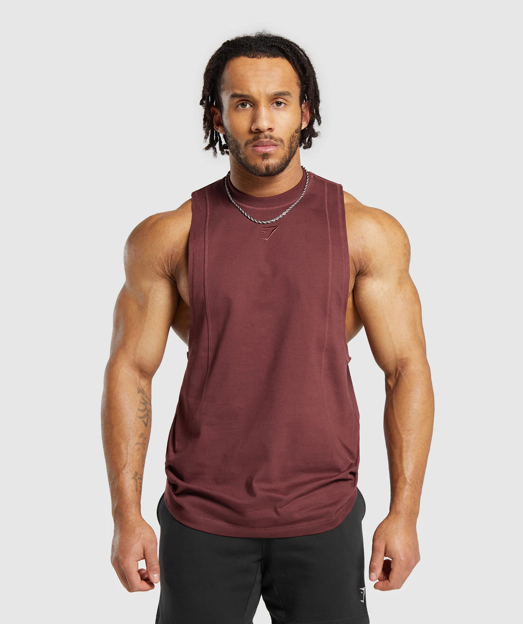 Gymshark Premium Lifting Drop Arm Tank - Burgundy Brown | Gymshark US