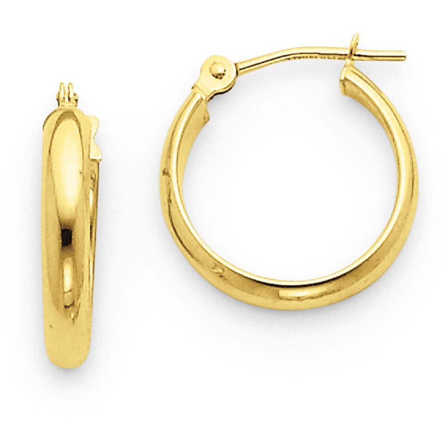 14kt Yellow Gold Round Tube Hoop Earrings | Walmart (US)
