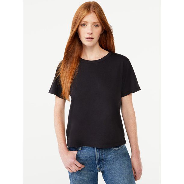 Free Assembly Women's Crop Box Tee with Short Sleeves | Walmart (US)