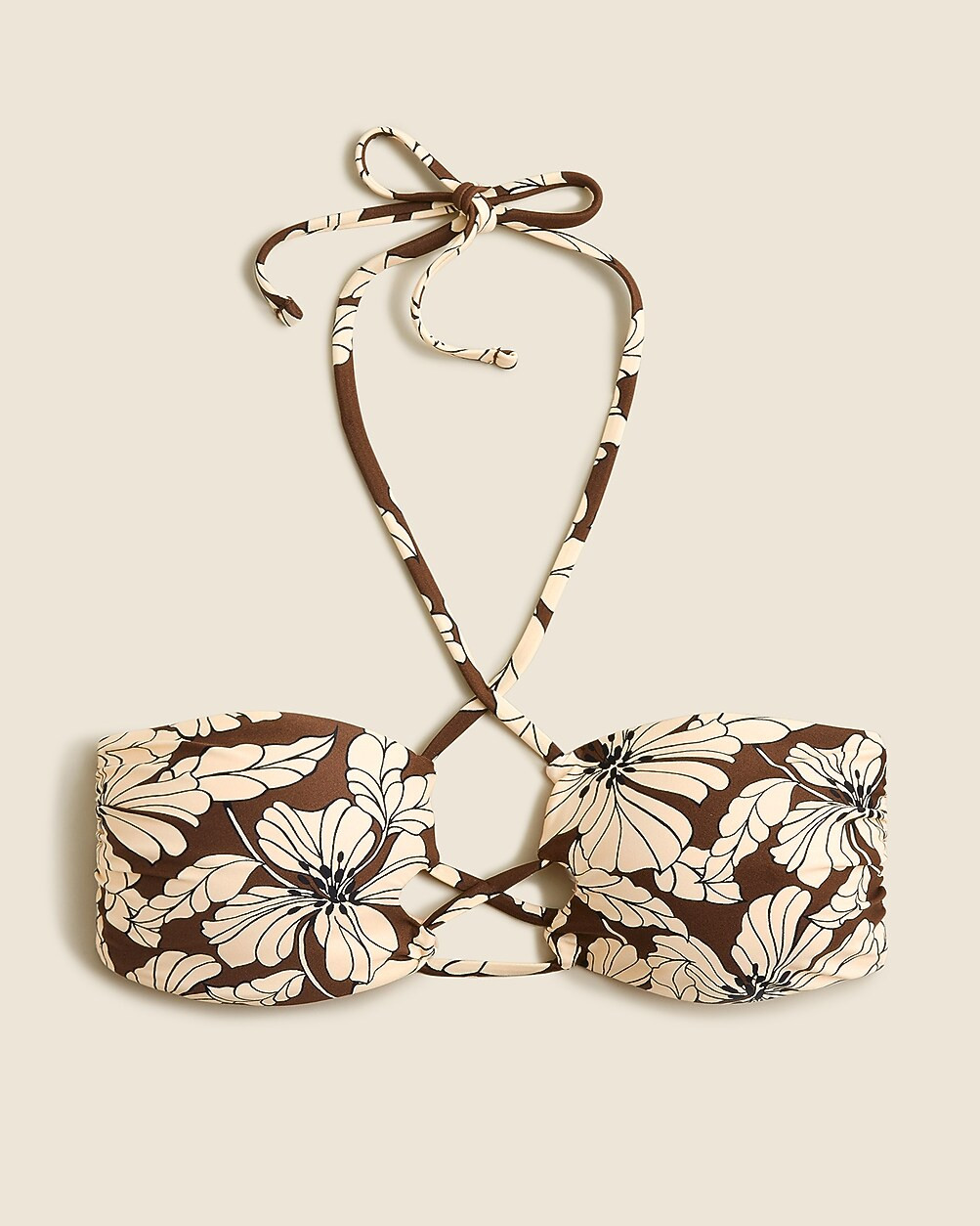 Cutout halter bikini top in floral | J. Crew US