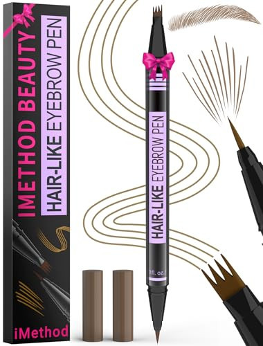 iMethod Eyebrow Pen - Eyebrow Pencil Magic 2-in-1 Eye Brow Pencils for Women with 4-Fork-Tip and Precise Brush-Tip Create Natural Hair-Like Brows, Last All Day, Microblading Eyebrow Pen, Light Brown | Amazon (US)