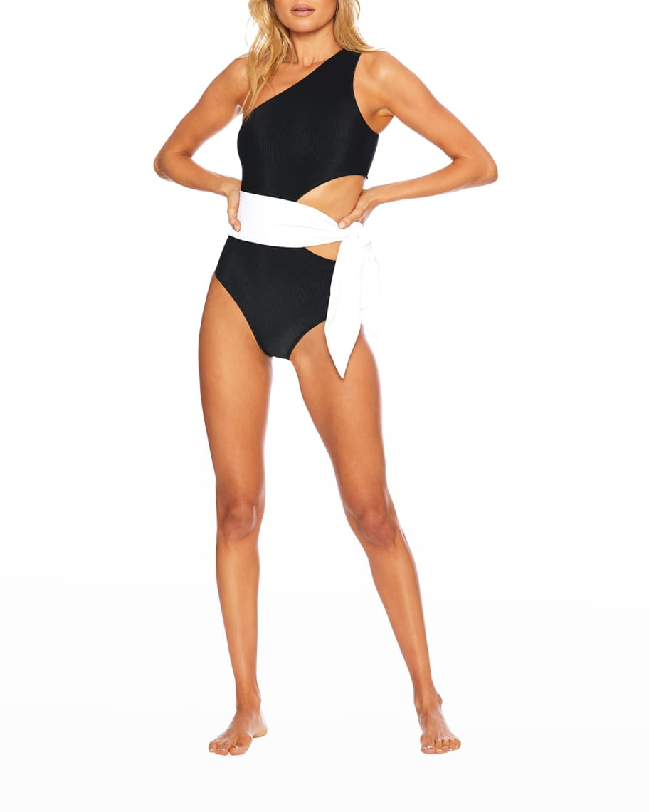 Carlie Side-Tie Cutout One-Piece Swimsuit | Neiman Marcus