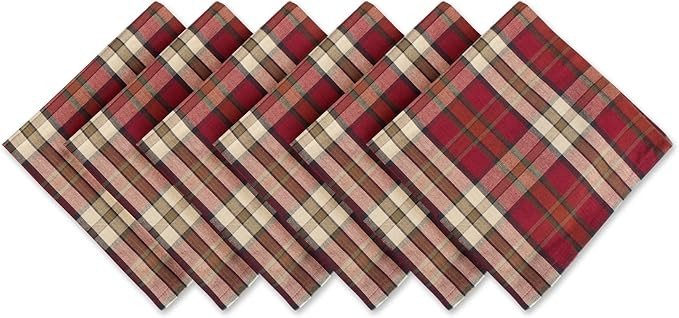 DII Holiday Collection, Christmas Plaid Tabletop, Napkin Set, Campfire | Amazon (US)