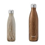 S'well Stainess Steel Water Bottle set, Blonde Wood 17oz and Teakwood, 25oz | Amazon (US)