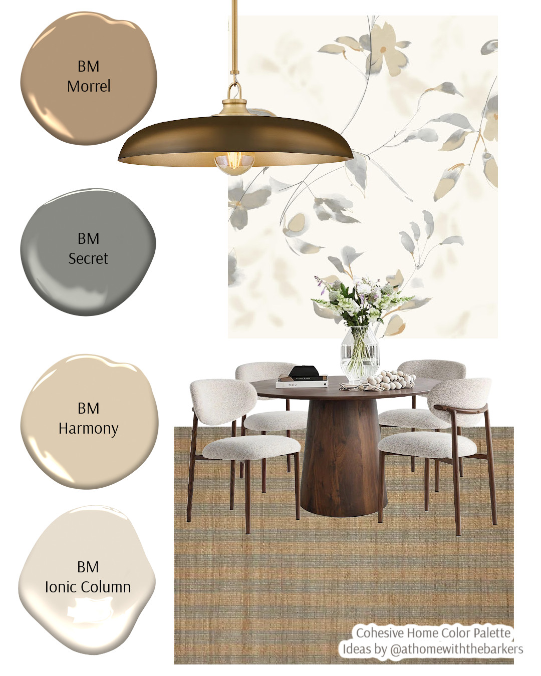 DIY home decorating, wallpaper, rug and dining table, paint color sample 

 #LTKHome #LTKSaleAlert
