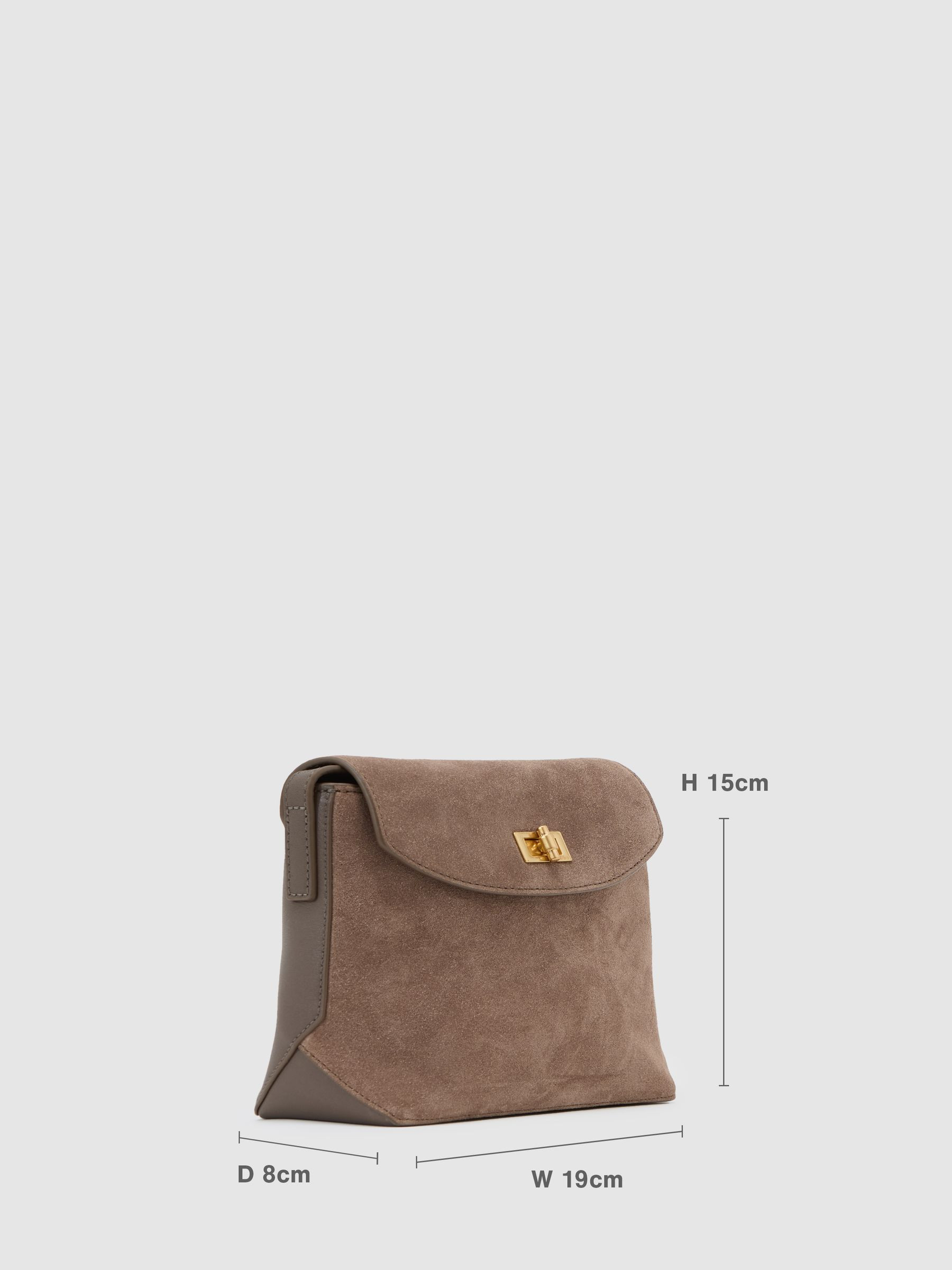 Reiss Suede and Leather Crossbody Bag in Taupe | REISS | Reiss US