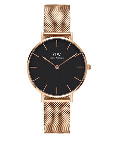 Classic Petite Stainless Steel Melrose Black Dial Mesh Strap Watch | Lord & Taylor