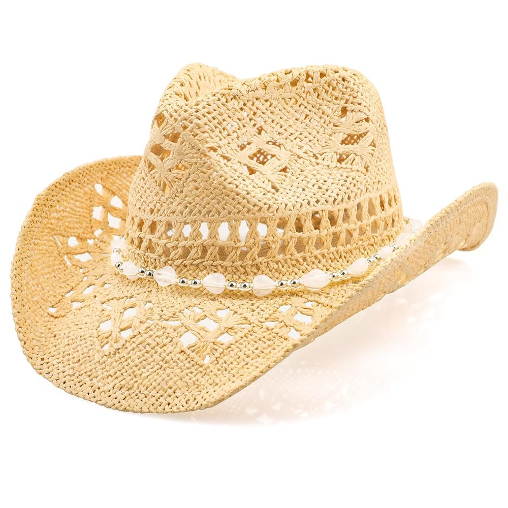 Cowboy Hat,Cowgirl Hat,Cowboy Hats for Women/Mens/Straw Wide with Shapeable Brim Cowboy Hat for W... | Amazon (US)
