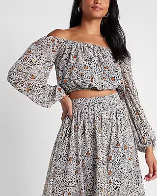 Rachel Zoe Printed Off The Shoulder Cropped Top | Express