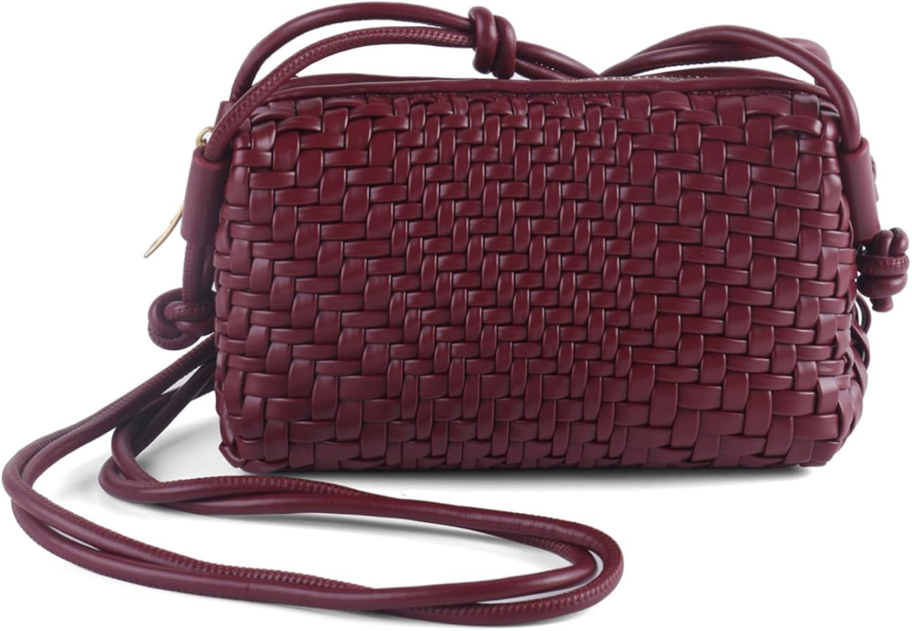 Woven Crossbody Bag for Women,Small Handbag Cute Purse Vegan Leather Handmade Shoulderbag,Lightwe... | Amazon (US)
