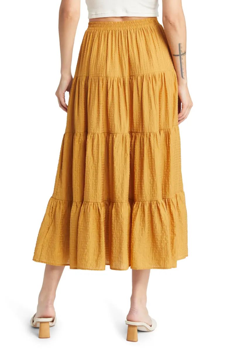 MOON RIVER Textured Tiered Midi Skirt | Nordstrom | Nordstrom