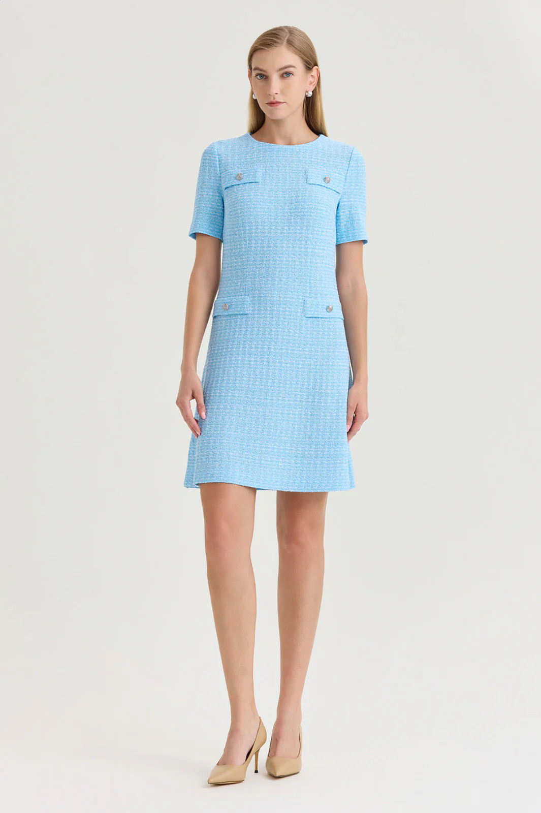 Family Savvy A-Line Textured Above-the-Knee Dress | Ming Wang