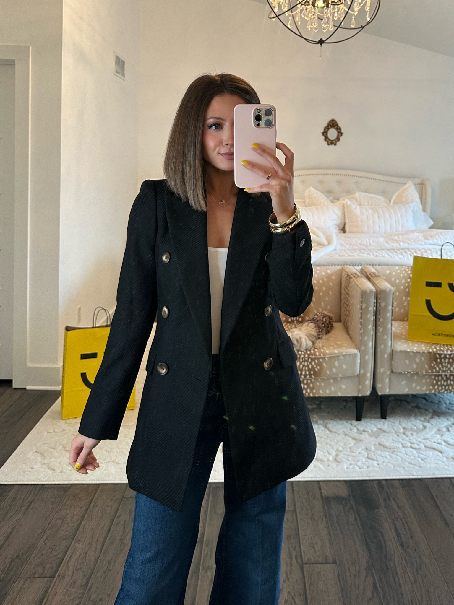 reiss blazer (tts, 0)
halogen cami (tts, xs)
mother wide leg jeans (25, went up one size and they are a long inseam)

#LTKworkwear #LTKstyletip #LTKxNSale