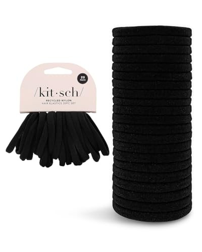 Kitsch Elastic Hair Ties for Women - Black Hair Ties No Damage | Black Rubber Bands for Hair | Hair Bands for Women's Hair & Ponytail Holders | Hair Elastics | Small Hair Ties for Thick Hair, 20pcs | Amazon (US)
