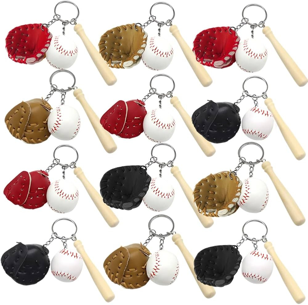 ArtCreativity Baseball Keychains for Kids, Set of 12, Wooden Bat With Ball and Mitt, Party Favors... | Amazon (US)