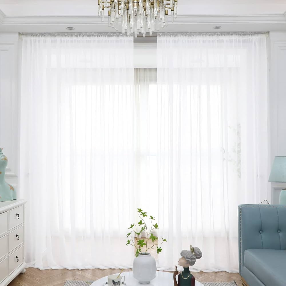 Sheer Curtains Inches Long Window Sheer Curtain 2 Panels Sheer Curtains Size 63 72 95 108 145 Lon... | Amazon (US)