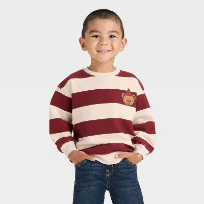 Toddler Boys' Holiday Sweatshirt - Cat & Jack™ Red/Beige 4T | Target