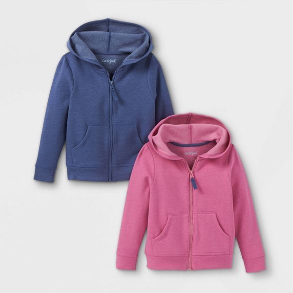 Toddler Girls' 2pk Fleece Zip-Up Hoodie - Cat & Jack™ Pink/Navy | Target