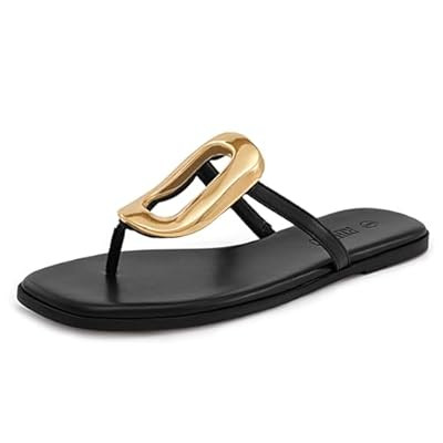 Rihero Flip Flops for Women Comfortable Square Toe Flat Sandals Slip On Summer Beac… | Amazon (US)