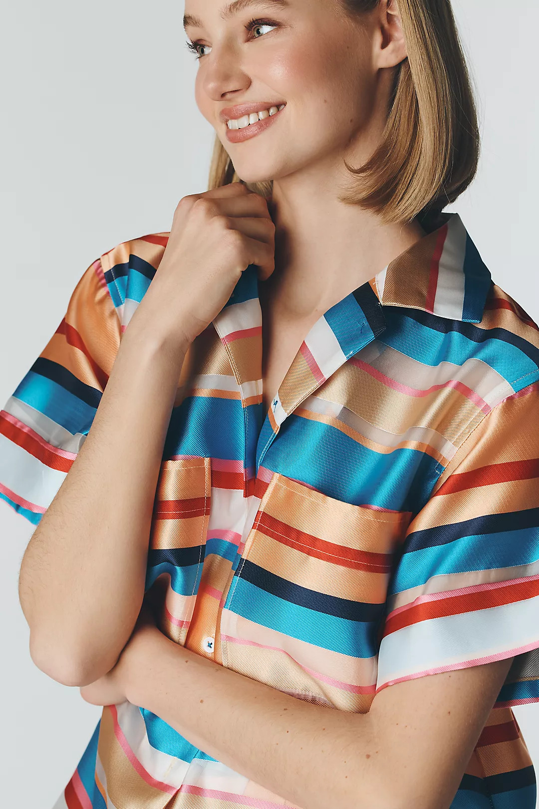 Maeve Oversized Short-Sleeve Buttondown Top | Anthropologie (US)