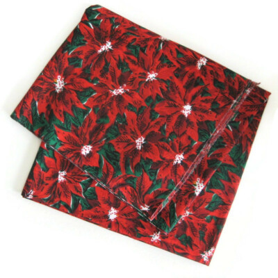 Poinsettia Christmas Fabric 2.89 yds Cotton 107 x 52 Vintage 80s 90s  | eBay | eBay US