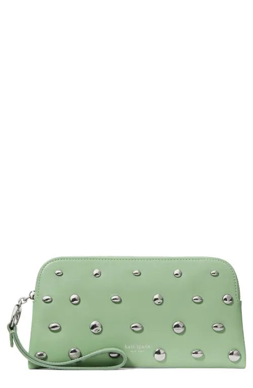 Kate Spade New York halo studded fine grain leather wristlet in Crisp Sage at Nordstrom | Nordstrom