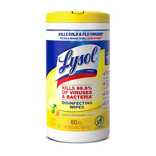 Lysol Disinfecting Wipes Bundle, Home Apartment Dorm Room Essentials and Cleaning Supplies, All Purpose Cleaner, Multi-surface Cleaning Wipes, Lemon and Lime Sanitizing Wipes Bundle, 80 Count | Amazon (US)