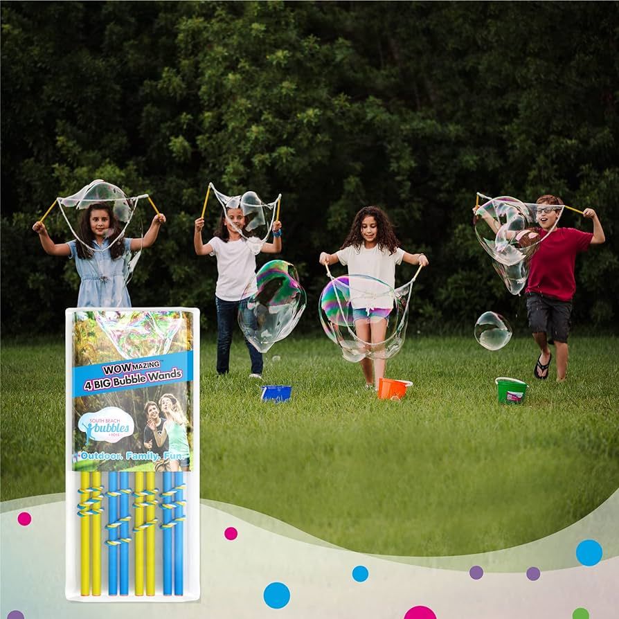 4 Big Bubble Wands: Making Giant Bubbles. Great Birthday Activity and Party Favor. Giant Bubble S... | Amazon (US)