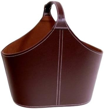 The Lucky Clover Trading Faux Leather Tote Basket with Buckle, Brown | Amazon (US)